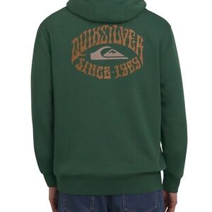 Quiksilver Hunter Green Pullover Hoodie with Gold Lining